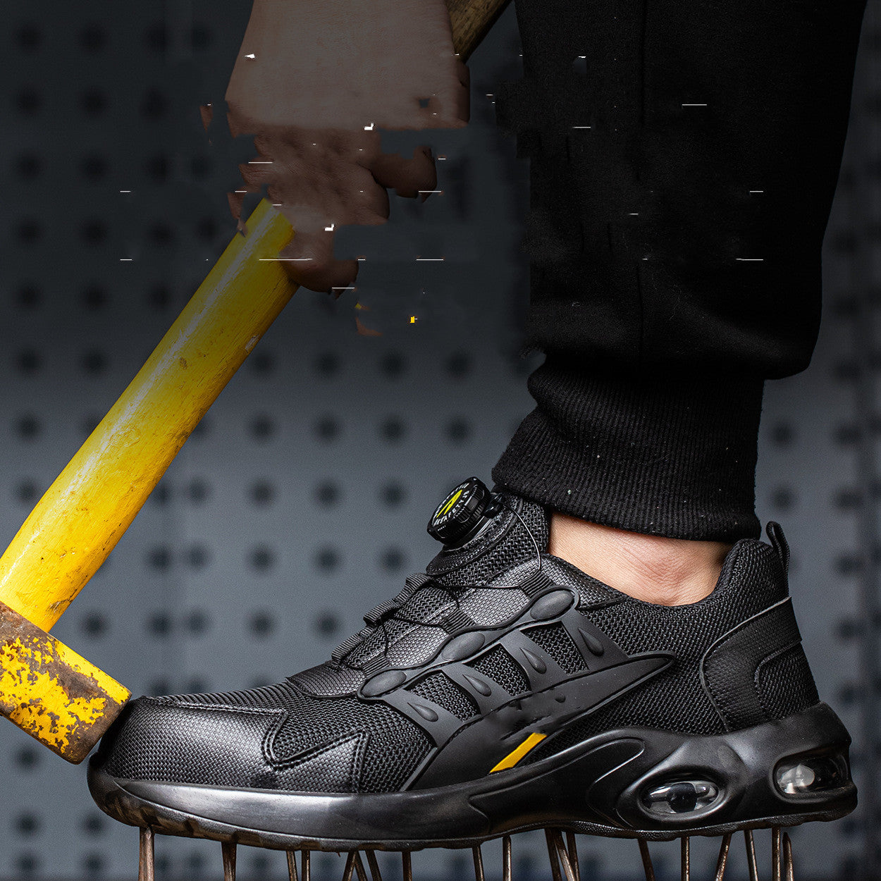 Veiligheidsschoenen voor heren, ademend model met gevlochten bovenwerk. Werkschoenen