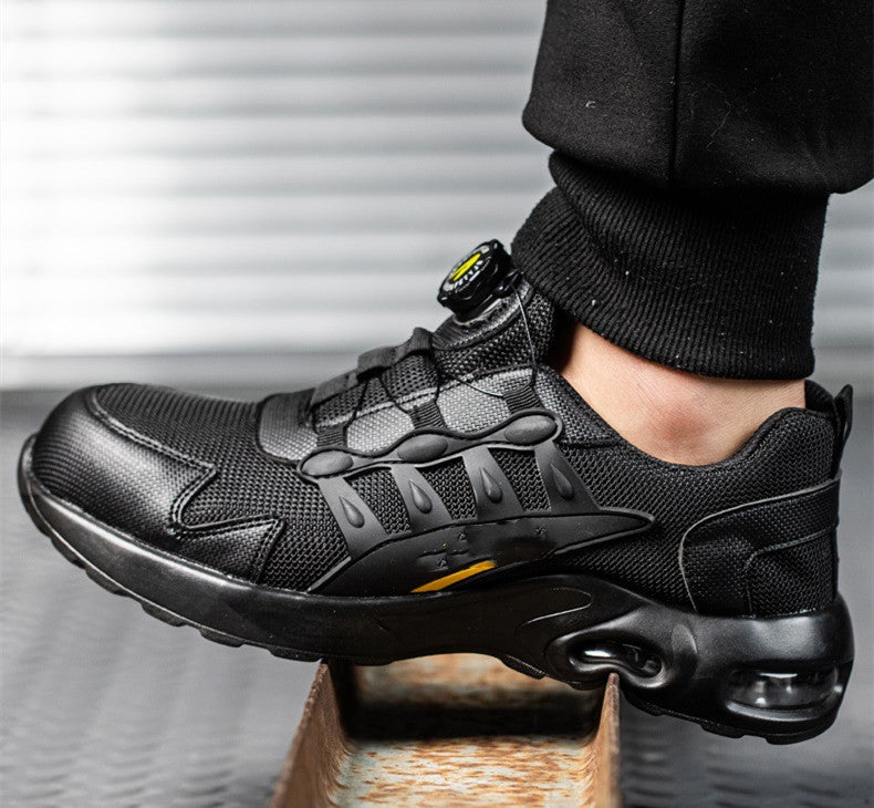 Veiligheidsschoenen voor heren, ademend model met gevlochten bovenwerk. Werkschoenen