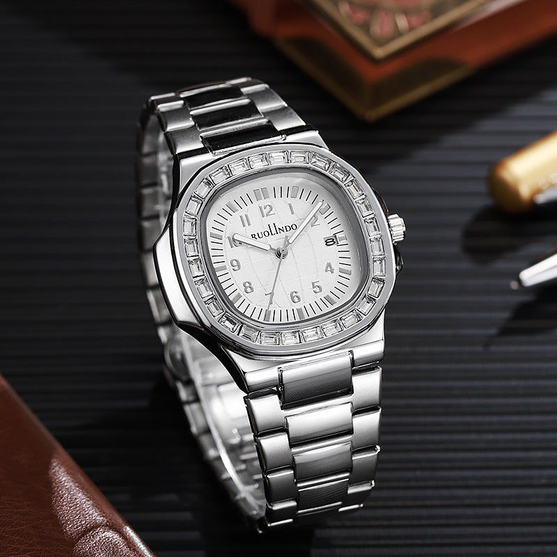 Dubbele kalender, geavanceerd, roestvrij staal, lichtgevend herenhorloge 