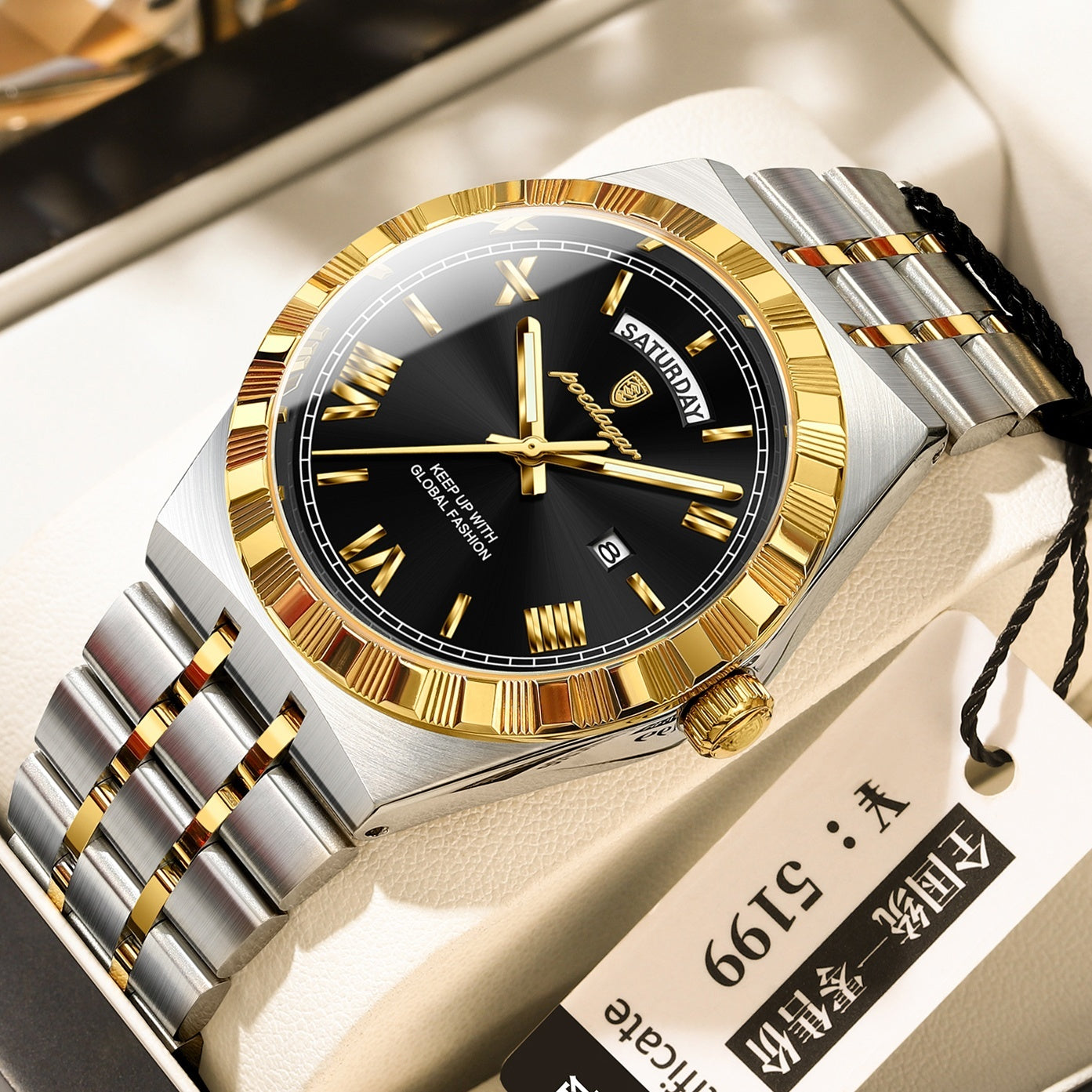 Modieus waterdicht horloge voor  heren met nachtverlichting