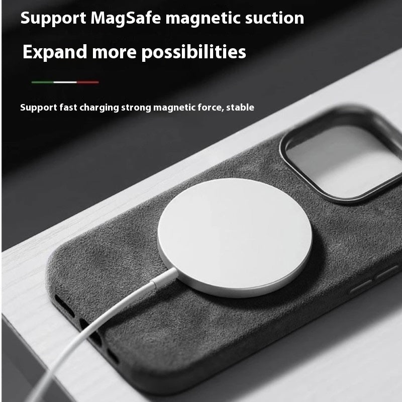 Alcantara Suède Telefoonhoesje Magnetisch All-inclusive Mannen en Vrouwen 