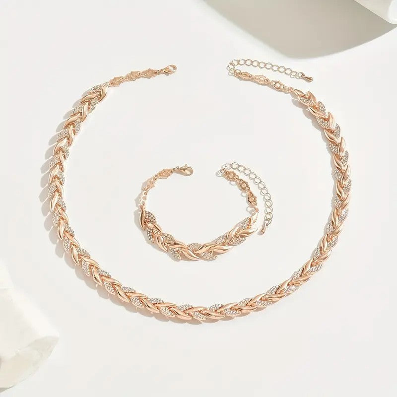 Armband en ketting met wilgenblad en diamanten voor dames: betaalbare luxe met persoonlijkheid. 