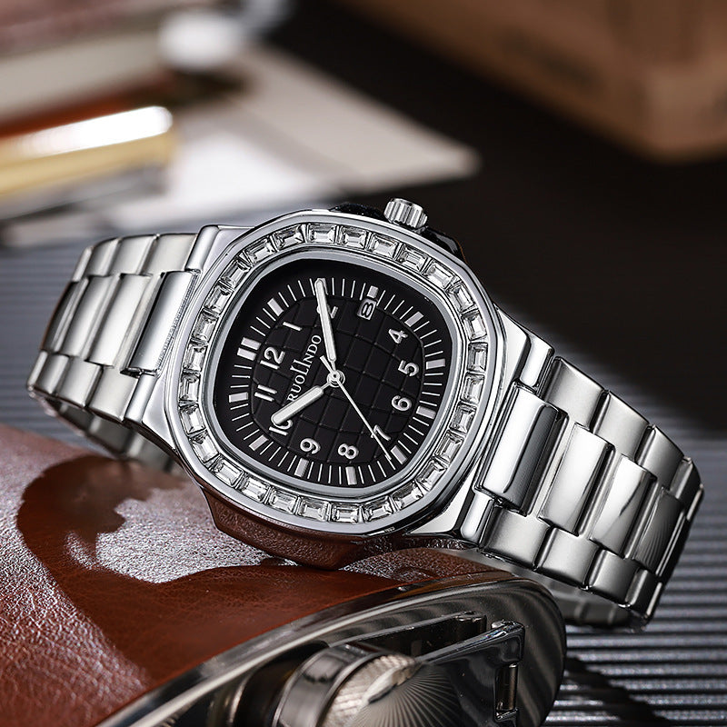 Dubbele kalender, geavanceerd, roestvrij staal, lichtgevend herenhorloge 