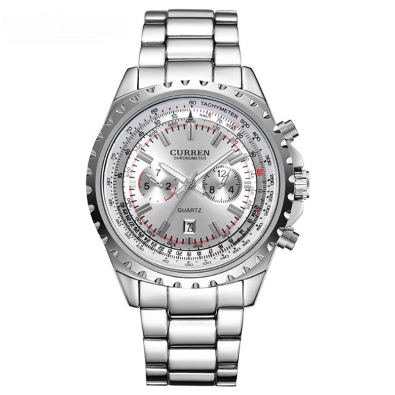 Herrenhorloge, casual, kwarts uurwerk, stalen band, zakelijk design. 