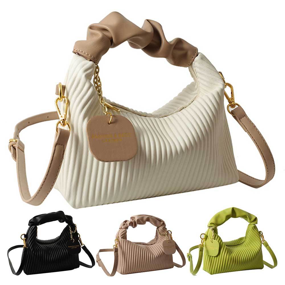 Dames Crossbody Tas, PU Leder, Geplooide Wolkenvorm, Kleine Tote Bag, Casual, Eenvoudig, Elegant, Temperament Messenger Tas 
