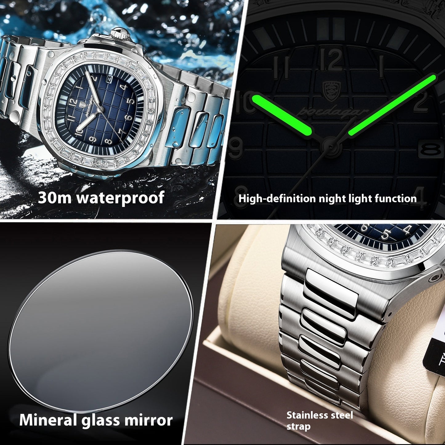 Herenhorloge Luxe waterdicht lichtgevend quartz polshorloge