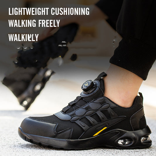 Veiligheidsschoenen voor heren, ademend model met gevlochten bovenwerk. Werkschoenen