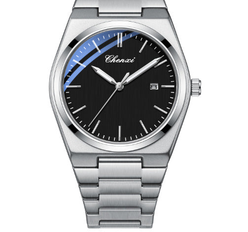 Quartz horloge, lichtgevende  wijzerplaat, kalender, waterdicht.